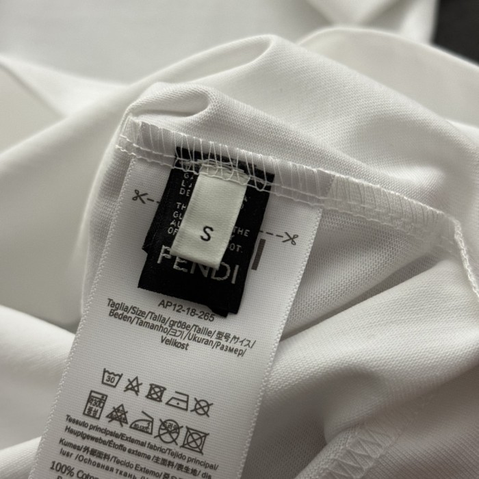 Fendi Hollow Embroidery Cotton Short Sleeve T-Shirt