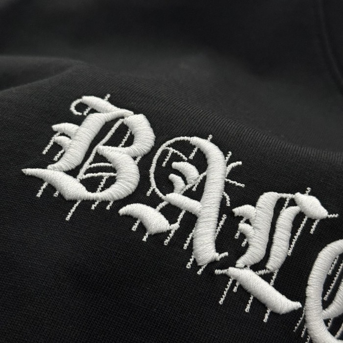 Balenciaga Embroidered Hand-painted Cotton Short Sleeve T-Shirt