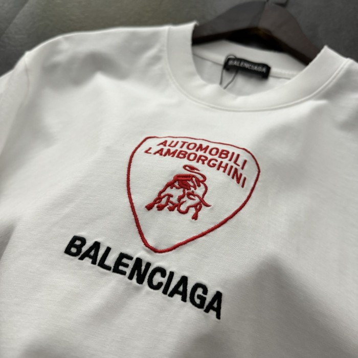 Balenciaga Logo Embroidered Cotton Short Sleeve T-Shirt