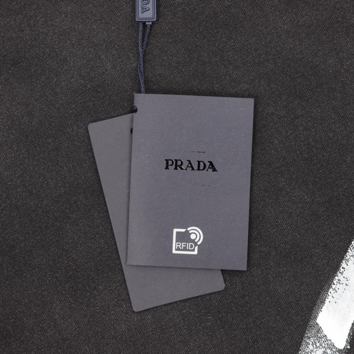 Prada Washed Hand-Painted Logo Short Sleeve T-shirt