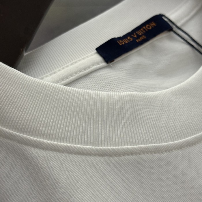 Louis Vuitton Logo Embroidered Cotton Short Sleeve T-Shirt