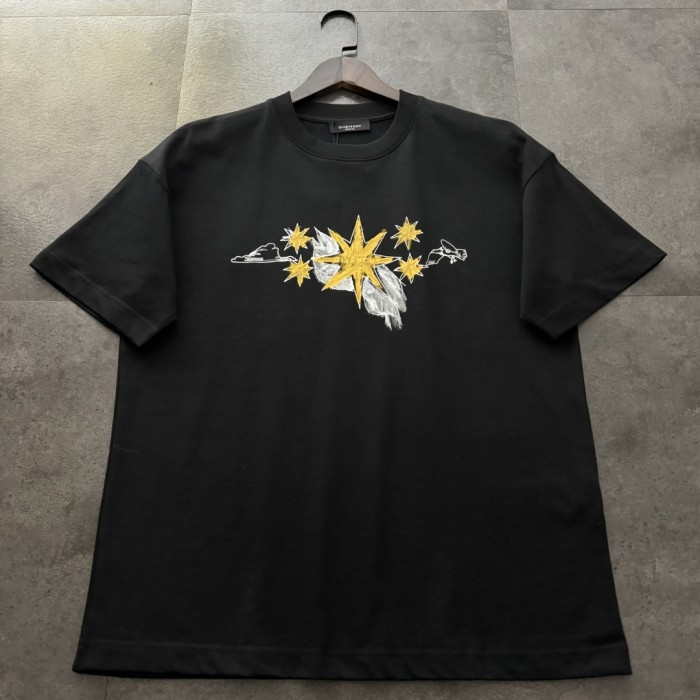 Givenchy Hand-painted Print Cotton Short Sleeve T-Shirt