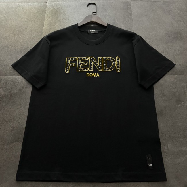 Fendi Hollow Embroidery Cotton Short Sleeve T-Shirt