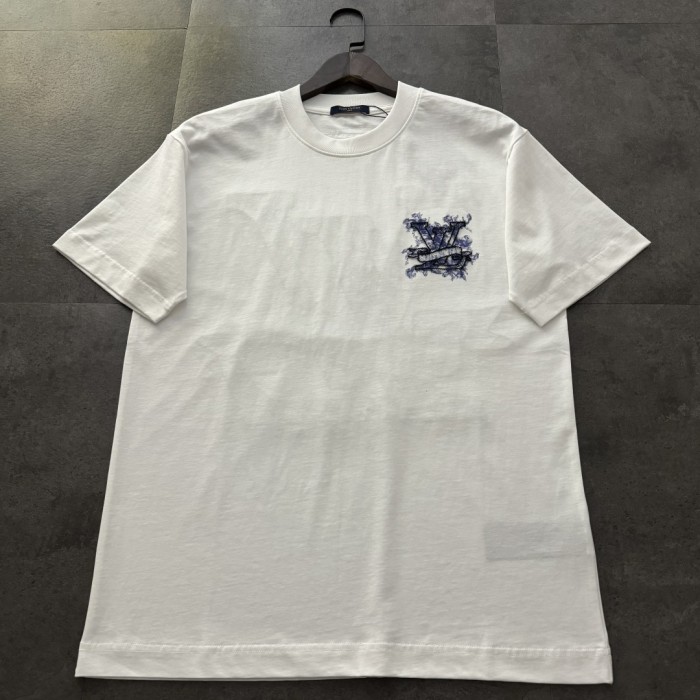 Louis Vuitton Logo Embroidered Cotton Short Sleeve T-Shirt
