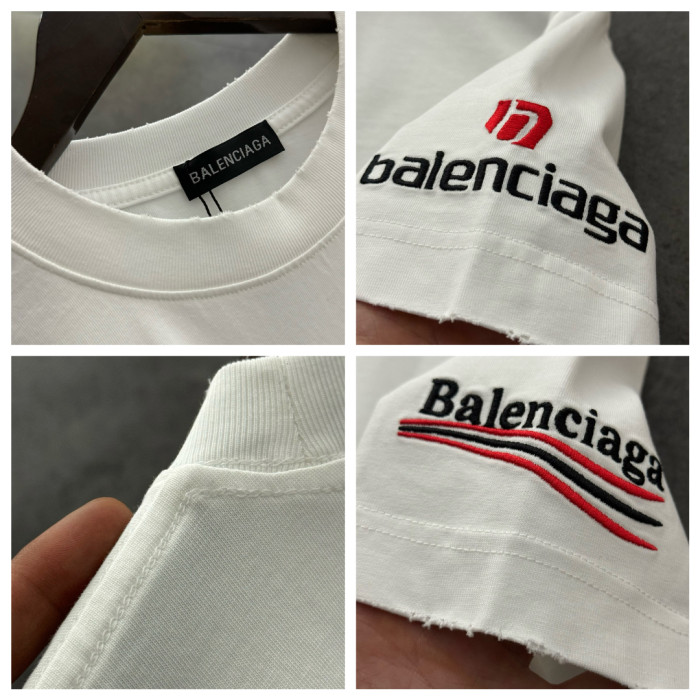 Balenciaga Logo Embroidered Cotton Short Sleeve T-Shirt