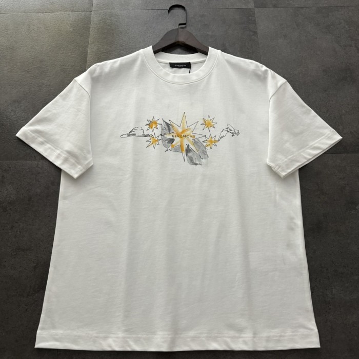 Givenchy Hand-painted Print Cotton Short Sleeve T-Shirt