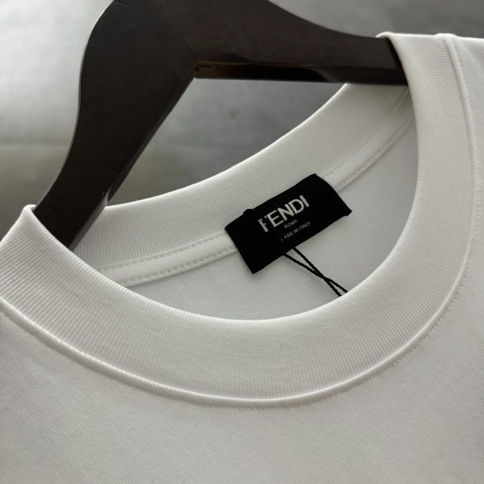 Fendi Hollow Embroidery Cotton Short Sleeve T-Shirt
