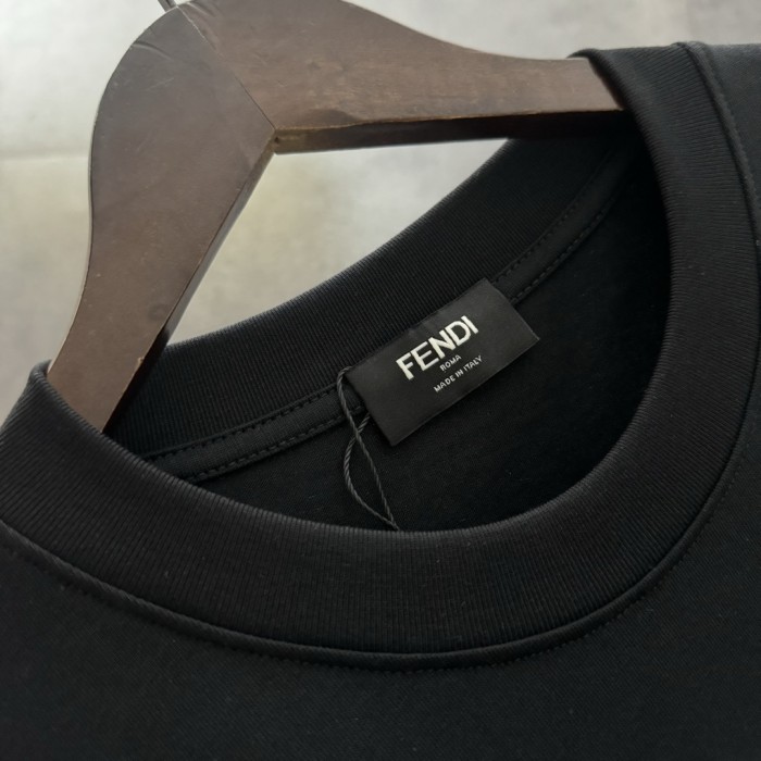 Fendi Hollow Embroidery Cotton Short Sleeve T-Shirt