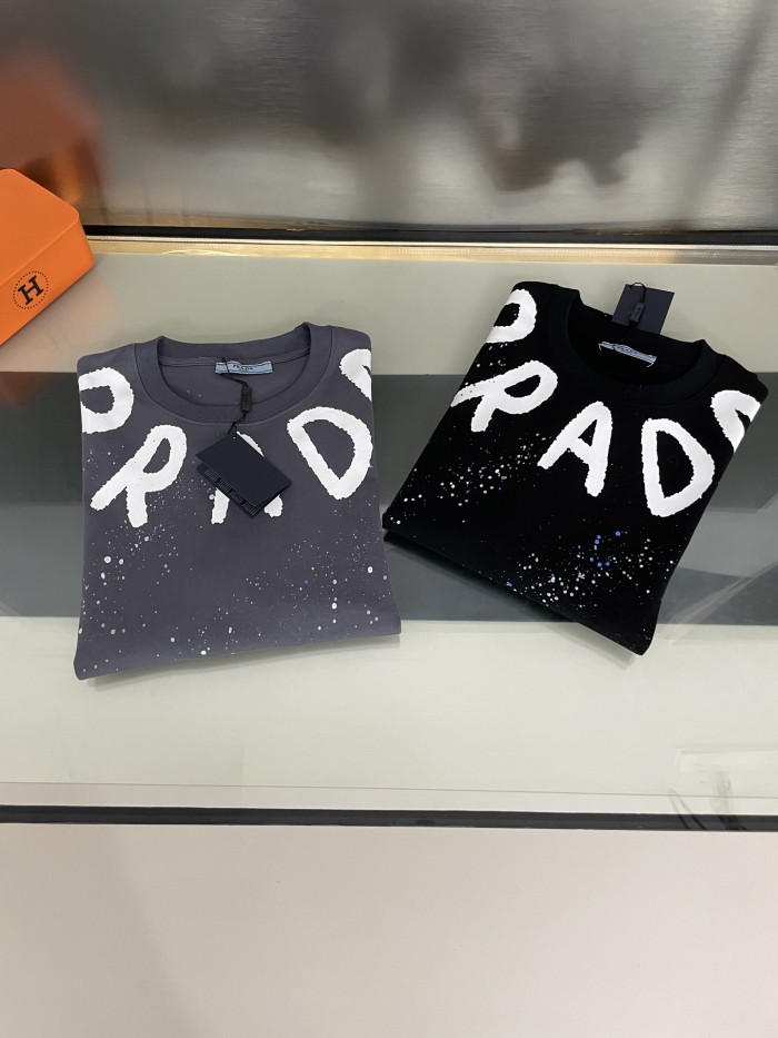 Prada Hand-sprayed Logo Cotton Short Sleeves T-shirt
