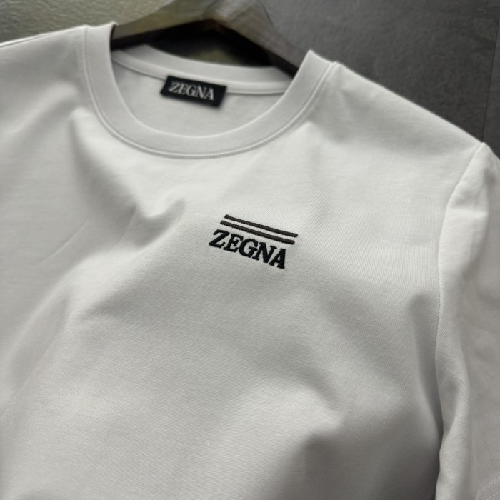 ZEGNA Logo Embroidered Cotton T-shirt