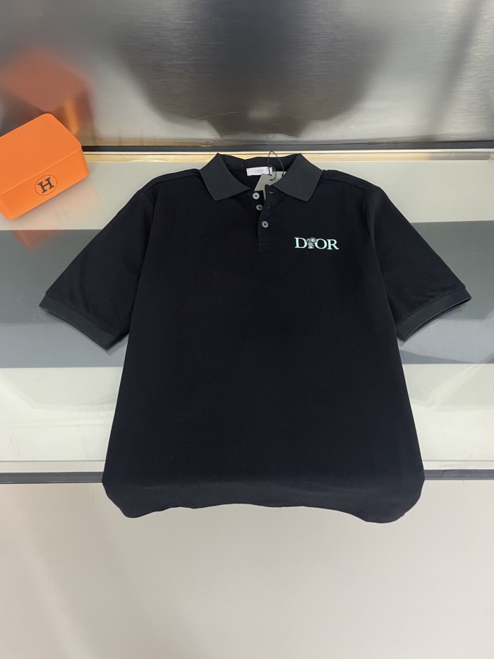 Dior CD Embroidered Lapel Polo Shirt