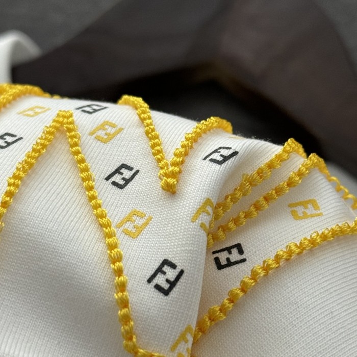 Fendi Hollow Embroidery Cotton Short Sleeve T-Shirt
