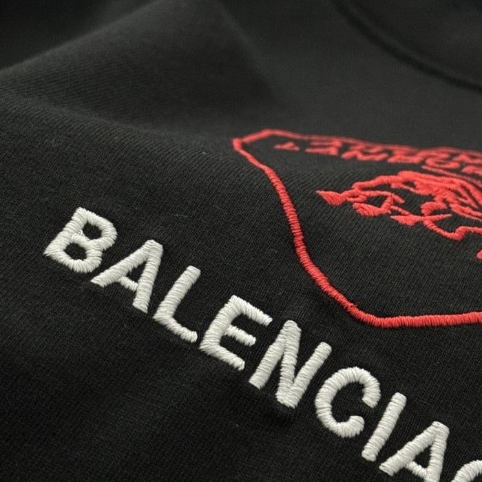 Balenciaga Logo Embroidered Cotton Short Sleeve T-Shirt