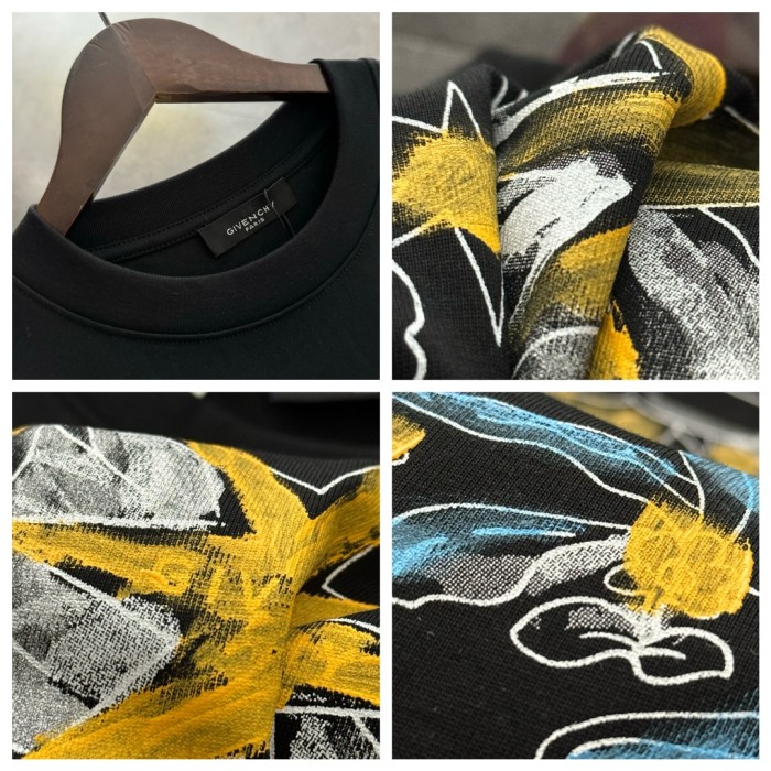 Givenchy Hand-painted Print Cotton Short Sleeve T-Shirt