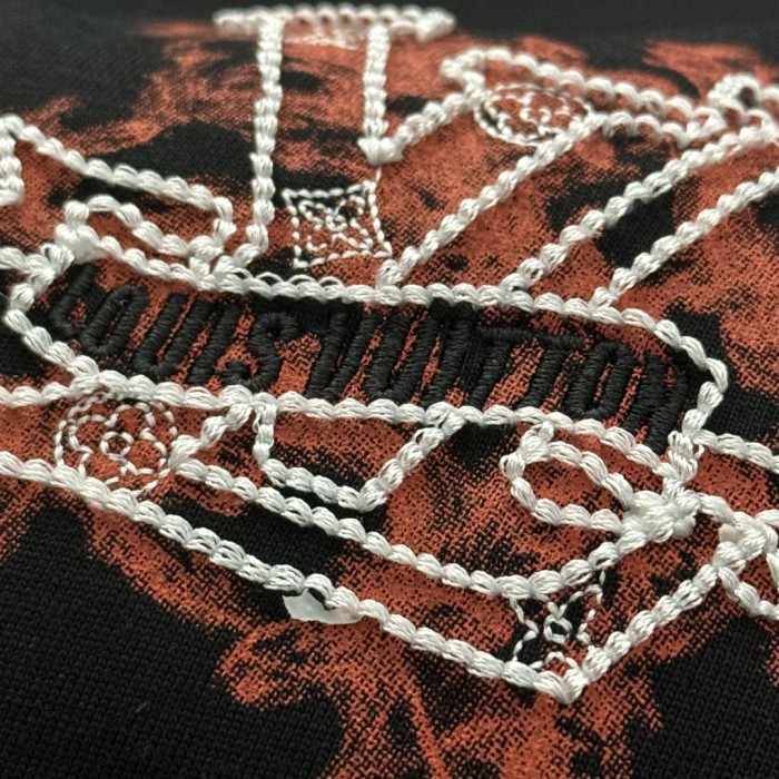 Louis Vuitton Logo Embroidered Cotton Short Sleeve T-Shirt
