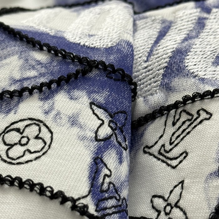 Louis Vuitton Logo Embroidered Cotton Short Sleeve T-Shirt