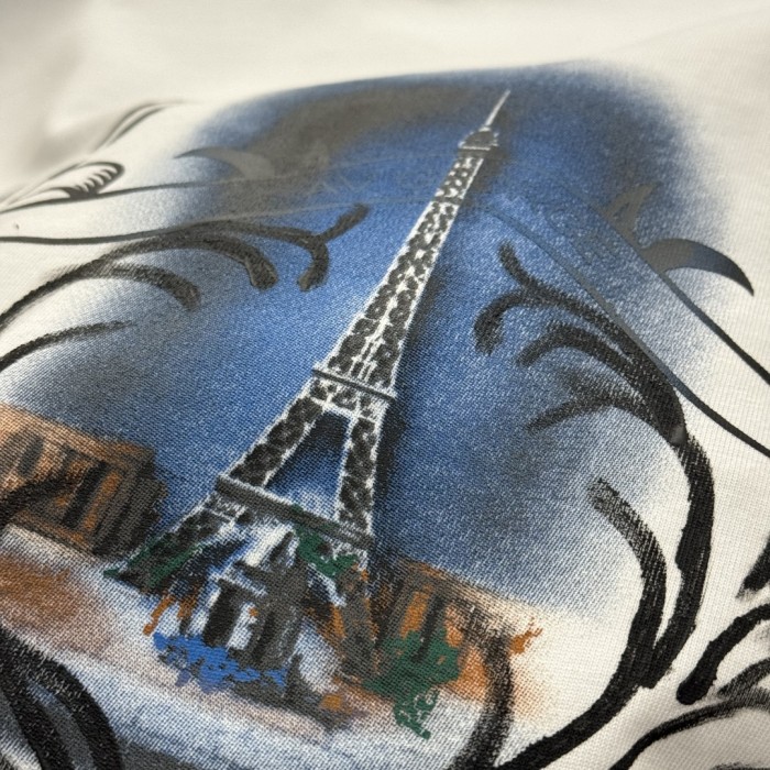 Balenciaga Embroidered Hand-painted Cotton Short Sleeve T-Shirt