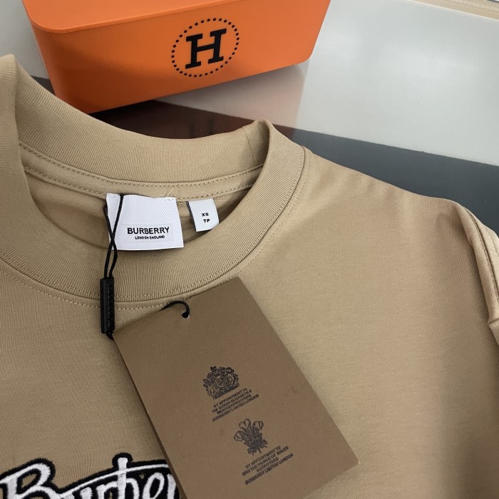 Burberry Logo Embroidery Cotton Short Sleeves T-shirt