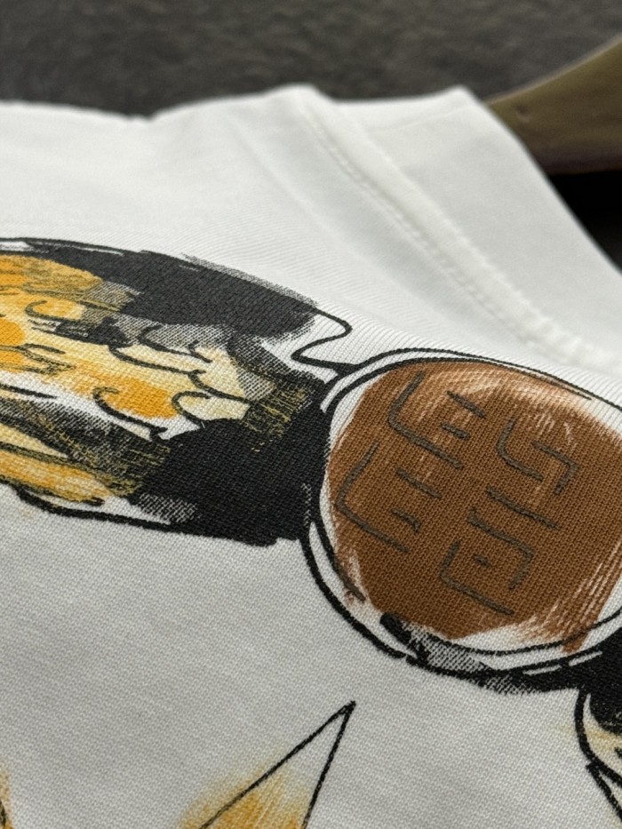 Givenchy Hand-painted Print Cotton Short Sleeve T-Shirt