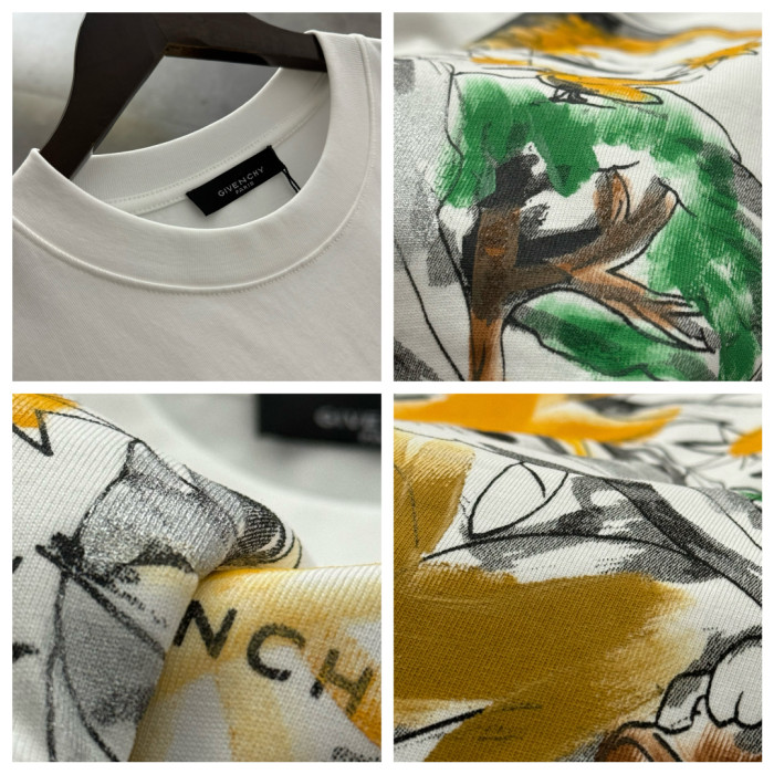 Givenchy Hand-painted Print Cotton Short Sleeve T-Shirt