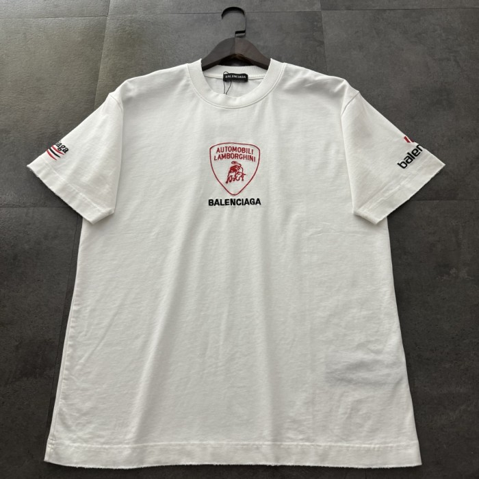 Balenciaga Logo Embroidered Cotton Short Sleeve T-Shirt