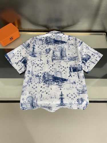 Louis Vuitton Street City Building Silk Shirt Short Sleeves