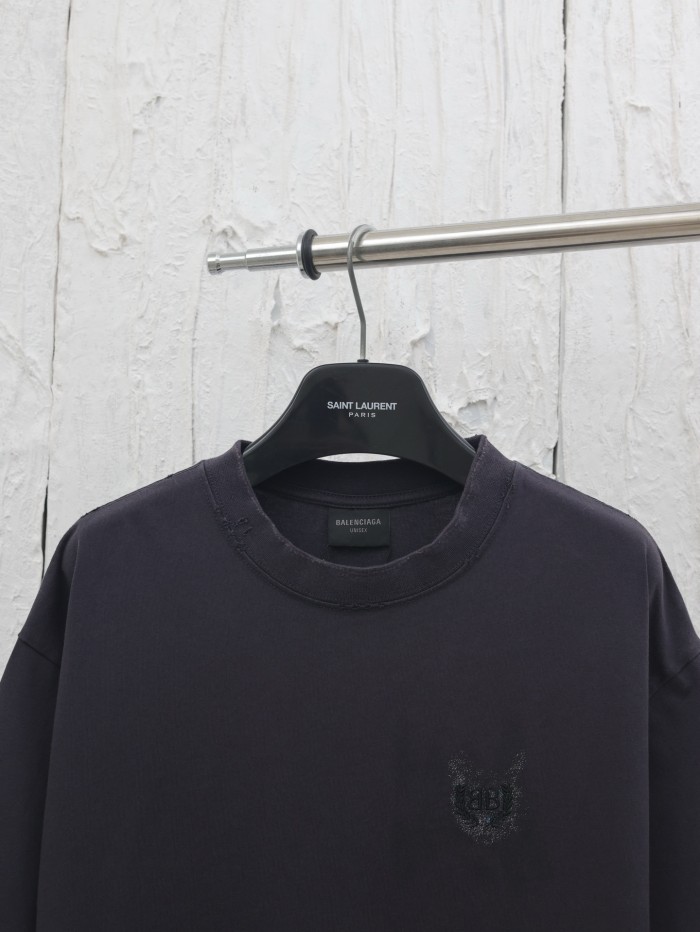 Balenciaga Cotton Short Sleeve T-Shirt With Vintage Effect
