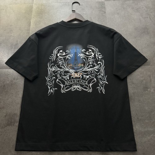 Balenciaga Embroidered Hand-painted Cotton Short Sleeve T-Shirt