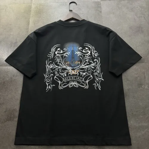 Balenciaga Embroidered Hand-painted Cotton Short Sleeve T-Shirt