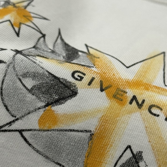 Givenchy Hand-painted Print Cotton Short Sleeve T-Shirt