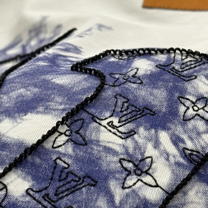 Louis Vuitton Logo Embroidered Cotton Short Sleeve T-Shirt