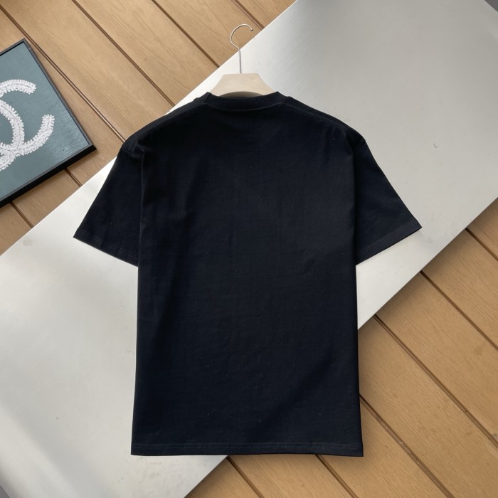 Dior Ink Painting Logo Embroidered Short-sleeved T-shirt