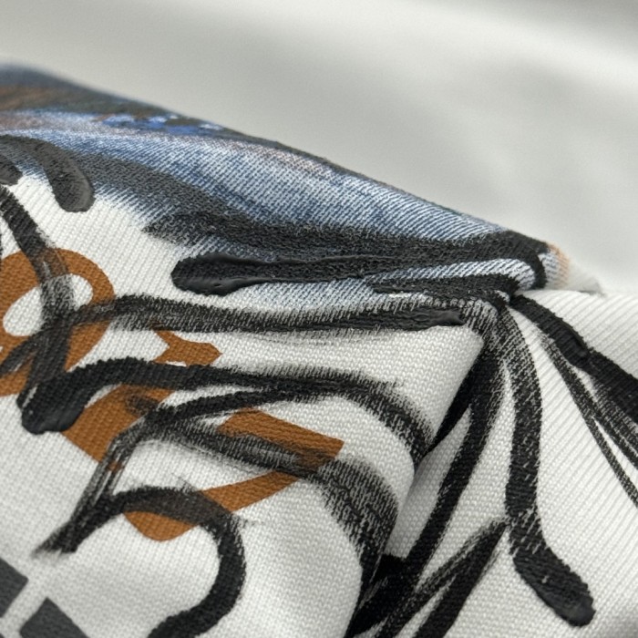 Balenciaga Embroidered Hand-painted Cotton Short Sleeve T-Shirt