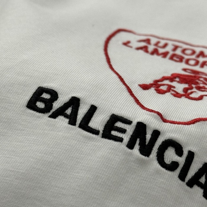 Balenciaga Logo Embroidered Cotton Short Sleeve T-Shirt