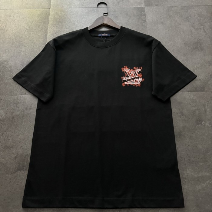Louis Vuitton Logo Embroidered Cotton Short Sleeve T-Shirt