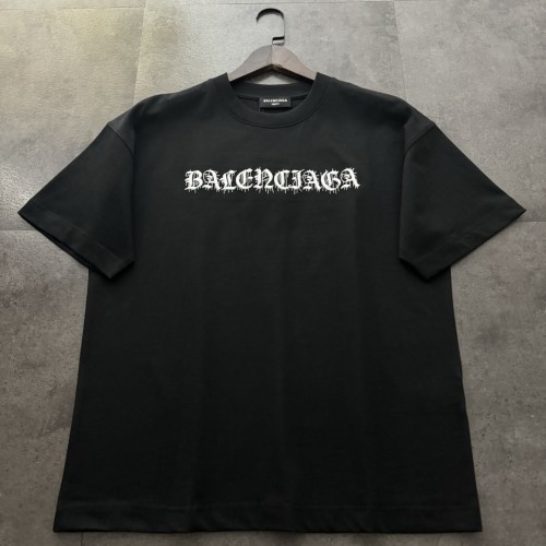 Balenciaga Embroidered Hand-painted Cotton Short Sleeve T-Shirt