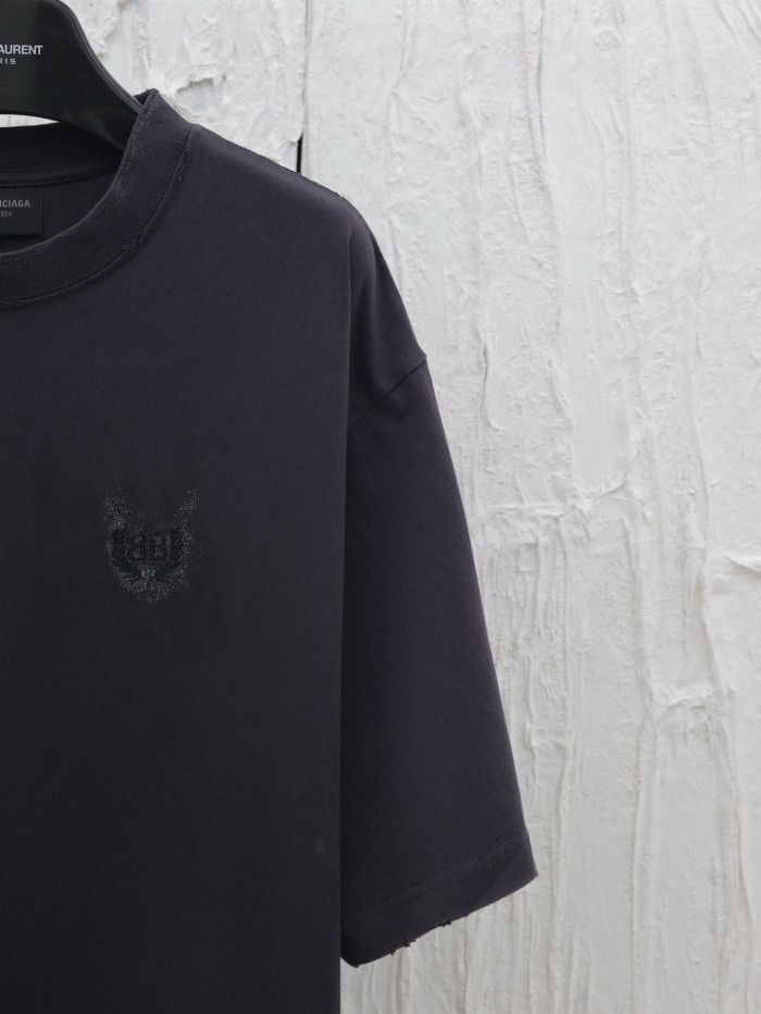 Balenciaga Cotton Short Sleeve T-Shirt With Vintage Effect