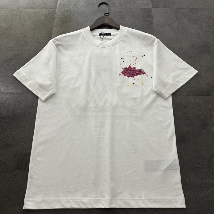 Louis Vuitton Logo Cotton Short Sleeve T-Shirts