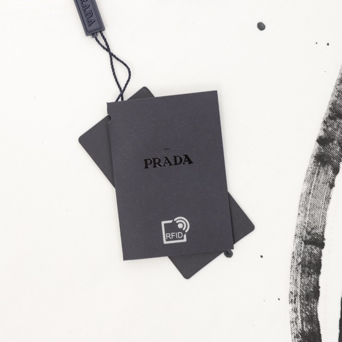 Prada Washed Hand-Painted Logo Short Sleeve T-shirt