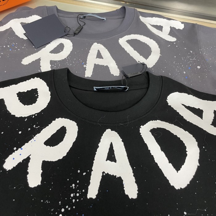 Prada Hand-sprayed Logo Cotton Short Sleeves T-shirt