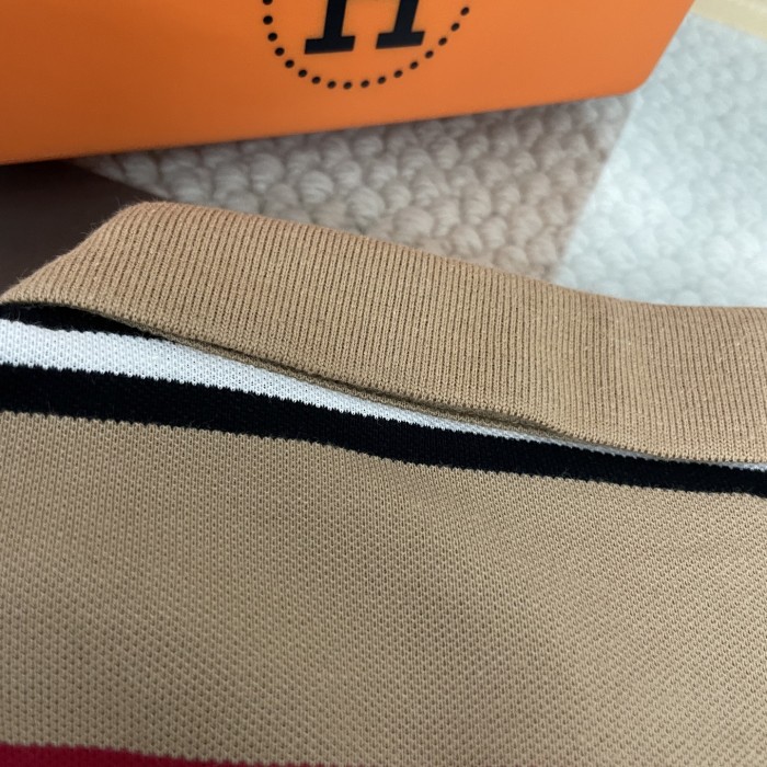 Burberry Striped Contrast Embroidered Warhorse Polo Shirt
