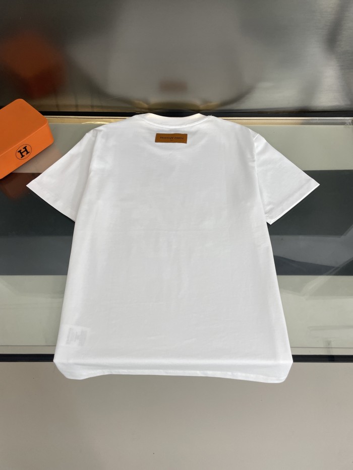 Louis Vuitton LOGO Flower Print Cotton T-shirt Short Sleeves