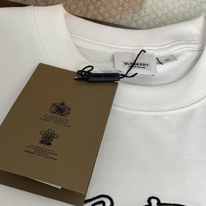 Burberry Logo Embroidery Cotton Short Sleeves T-shirt