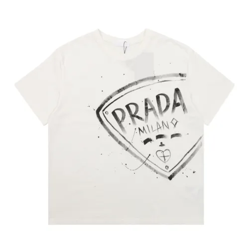 Prada Washed Hand-Painted Logo Short Sleeve T-shirt