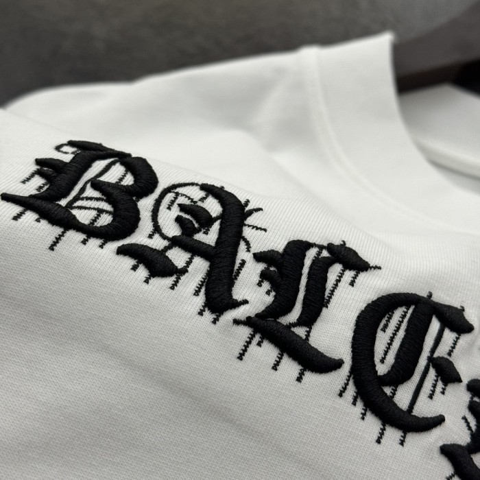 Balenciaga Embroidered Hand-painted Cotton Short Sleeve T-Shirt