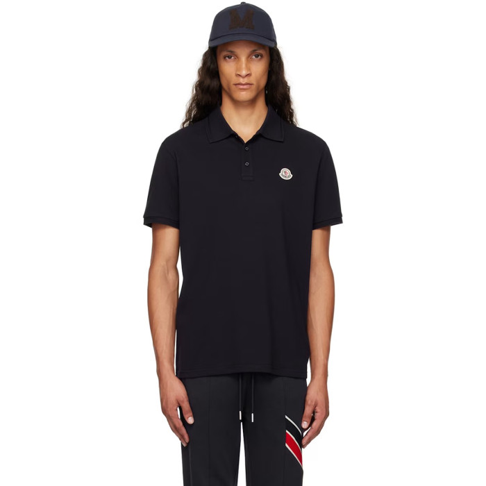 Moncler Black Logo Patch Polo
