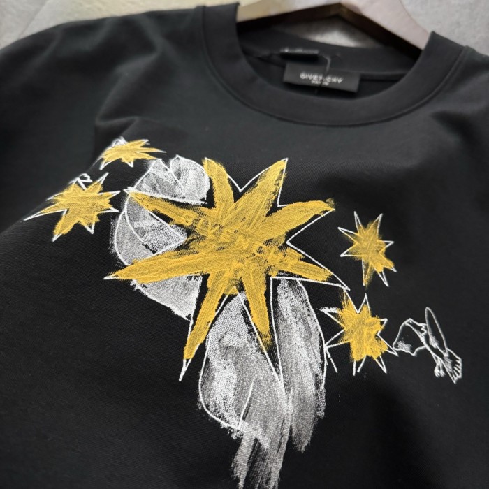 Givenchy Hand-painted Print Cotton Short Sleeve T-Shirt