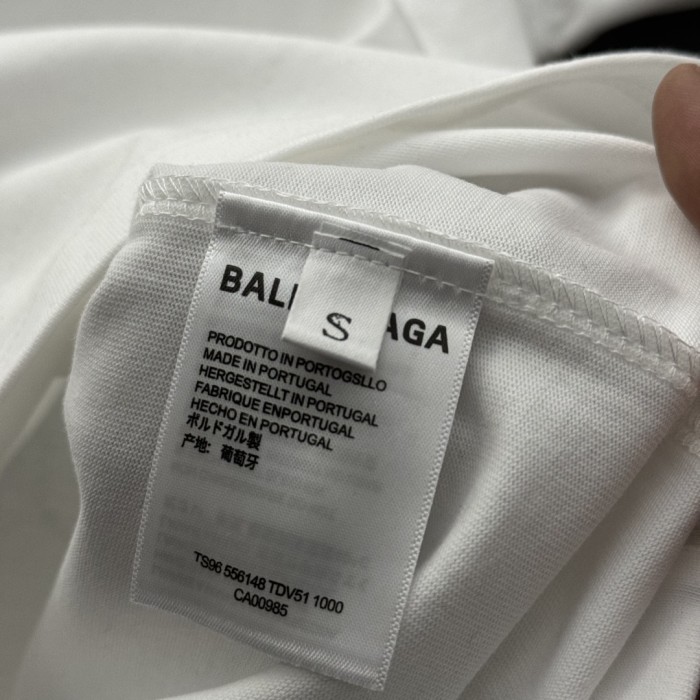 Balenciaga Embroidered Hand-painted Cotton Short Sleeve T-Shirt