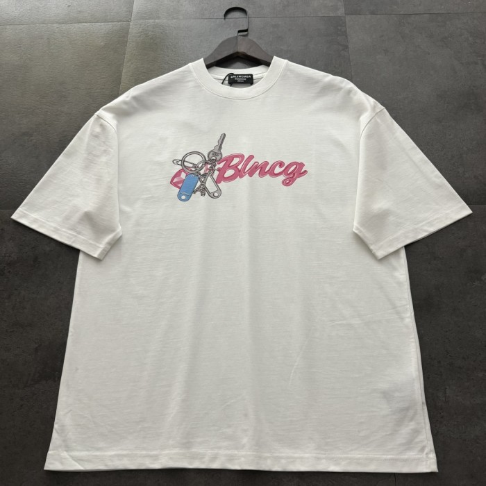 Balenciaga Tower Keychain Cotton Short Sleeve T-Shirt