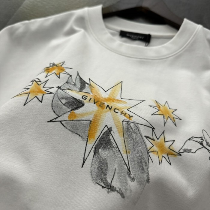 Givenchy Hand-painted Print Cotton Short Sleeve T-Shirt